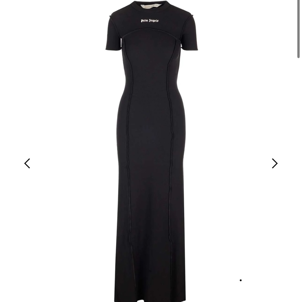Palm Angels Logo Embroidered Open Back Maxi Dress